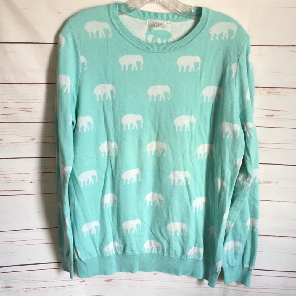 Mint Elephant Sweater